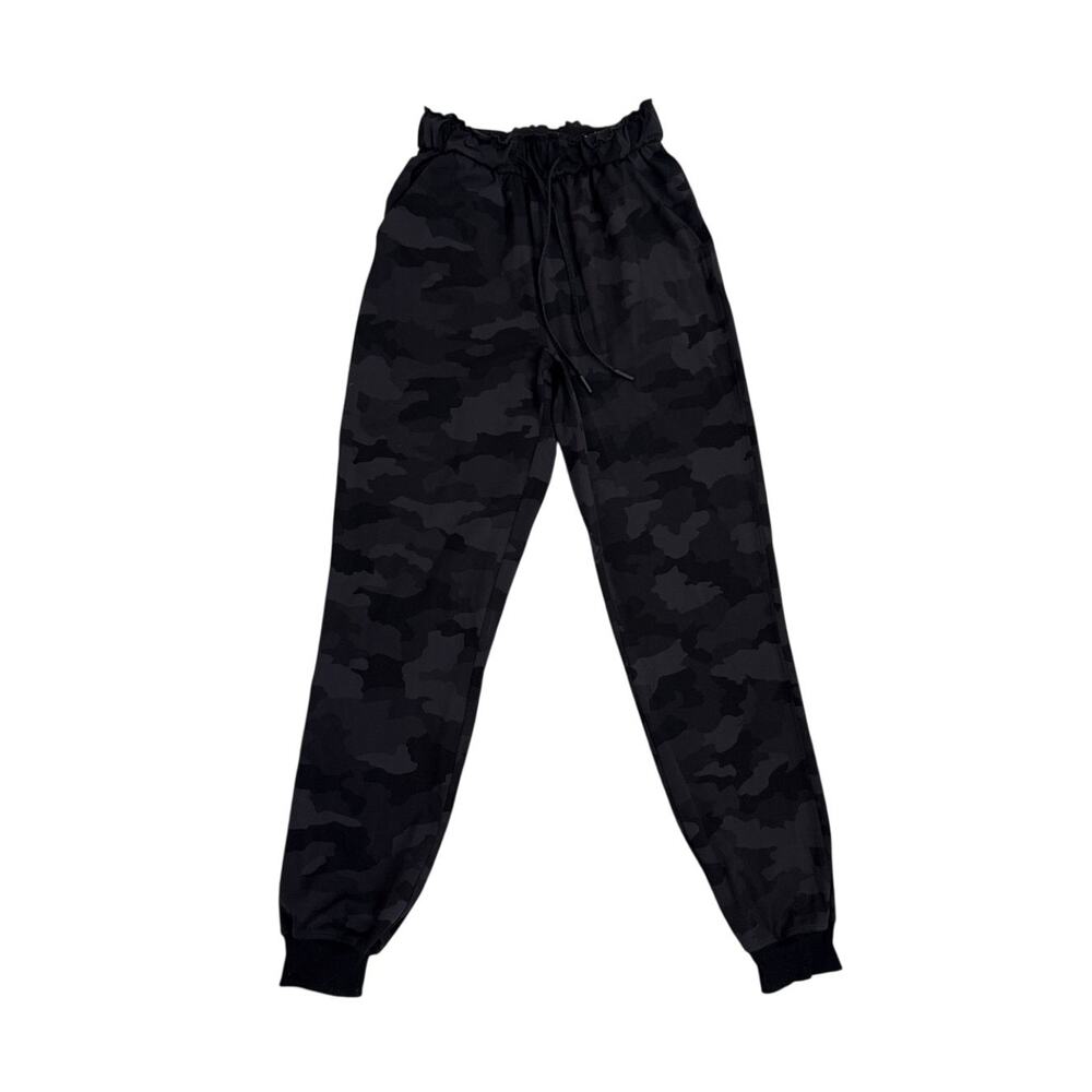 Lululemon Pants Stretch High-Rise Drawstring Black Camo Athletic Jogger Size 2